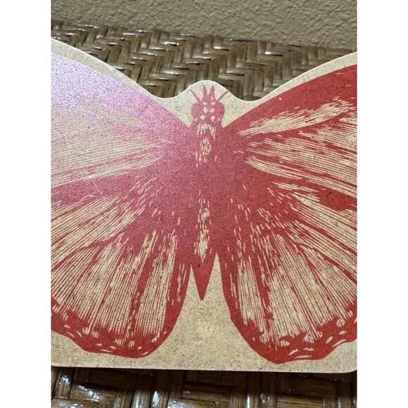 Butterfly-Shaped Wooden Decorative Plaque With Red Print Wall Art - Picture 3 of 5